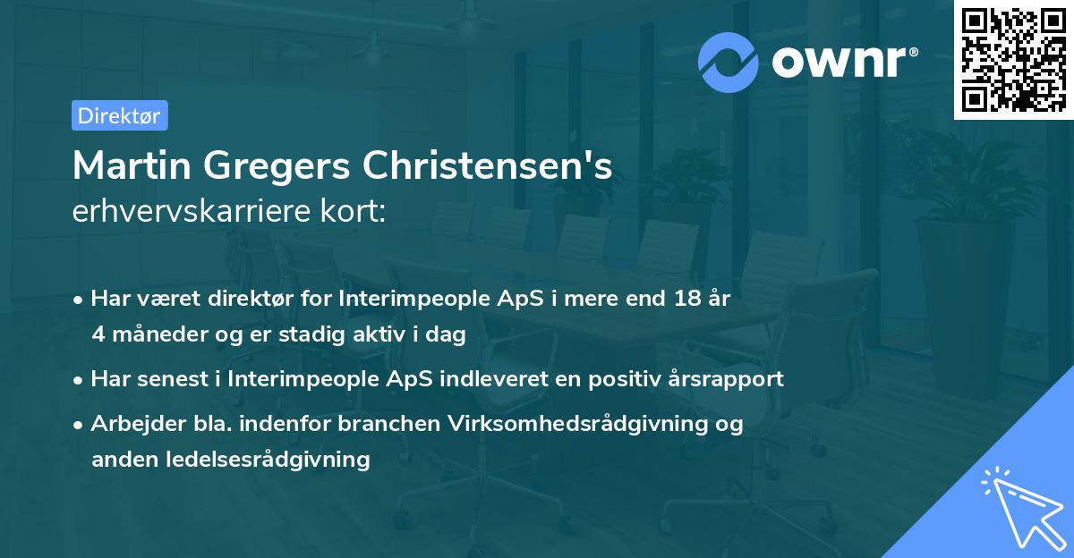 Martin Gregers Christensen's erhvervskarriere kort