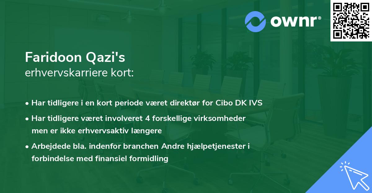 Faridoon Qazi's erhvervskarriere kort
