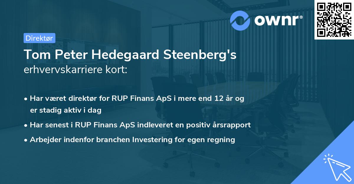 Tom Peter Hedegaard Steenberg's erhvervskarriere kort