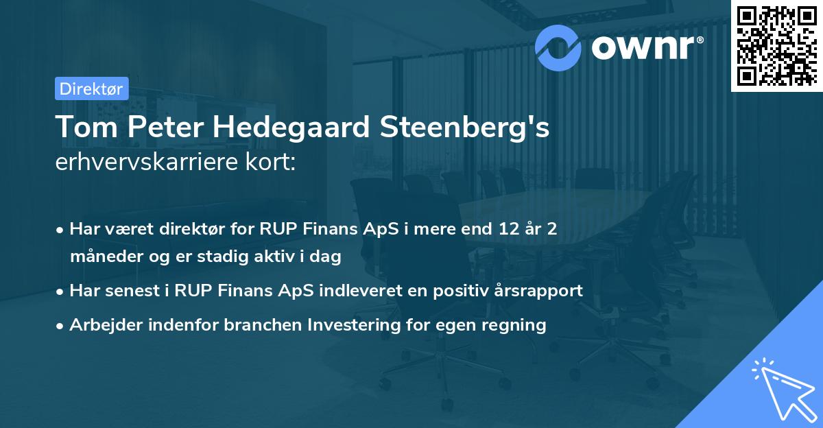 Tom Peter Hedegaard Steenberg's erhvervskarriere kort