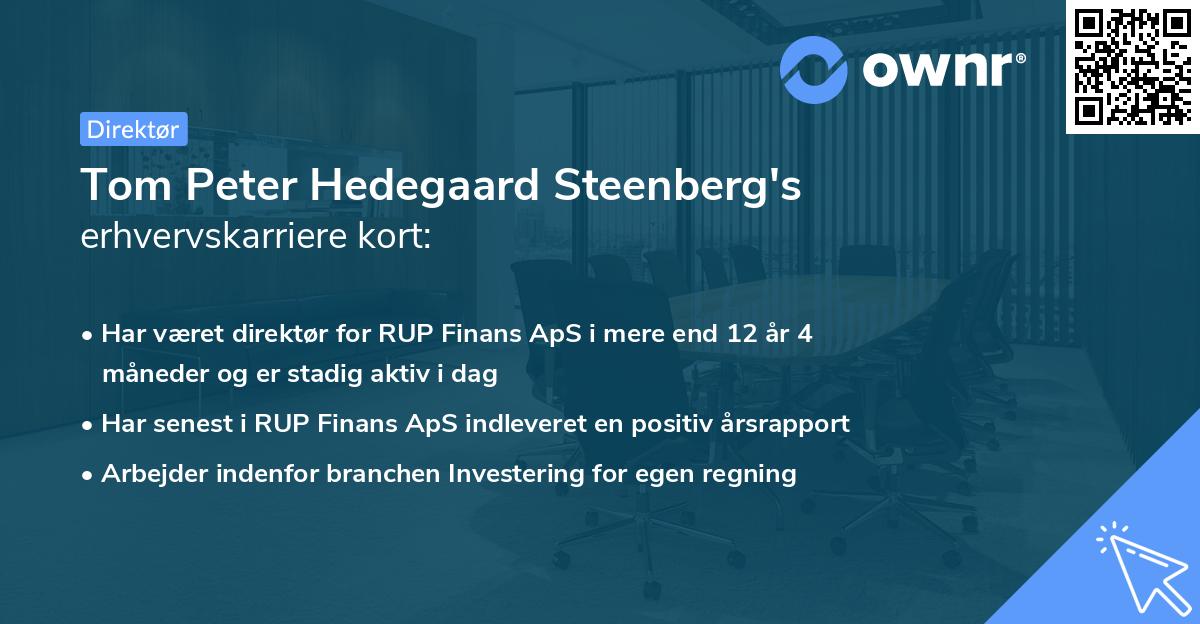 Tom Peter Hedegaard Steenberg's erhvervskarriere kort