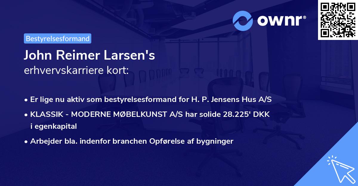 John Reimer Larsen's erhvervskarriere kort