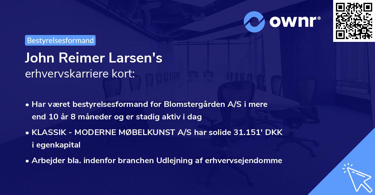 John Reimer Larsen's erhvervskarriere kort
