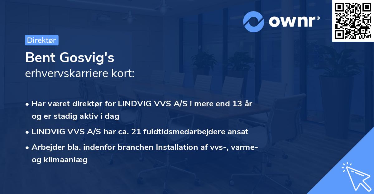 Bent Gosvig's erhvervskarriere kort