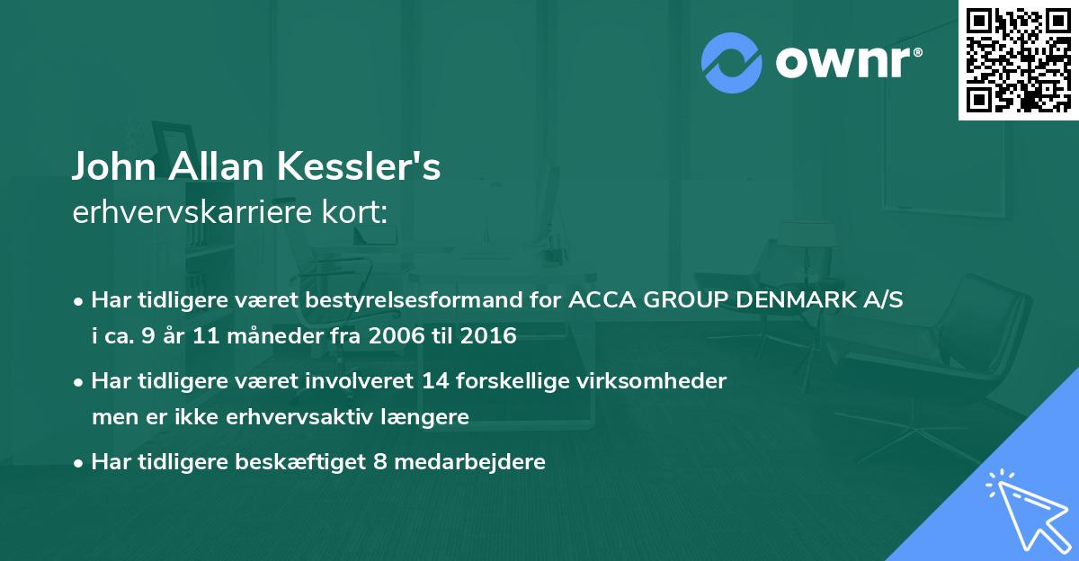 John Allan Kessler's erhvervskarriere kort