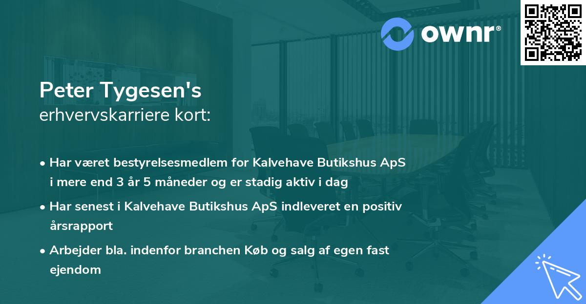 Peter Tygesen's erhvervskarriere kort