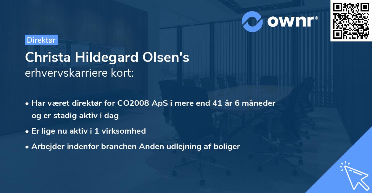 Christa Hildegard Olsen's erhvervskarriere kort