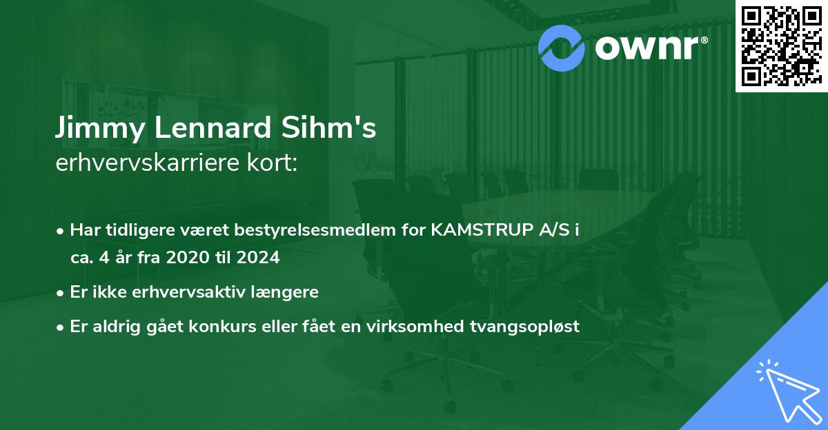 Jimmy Lennard Sihm's erhvervskarriere kort