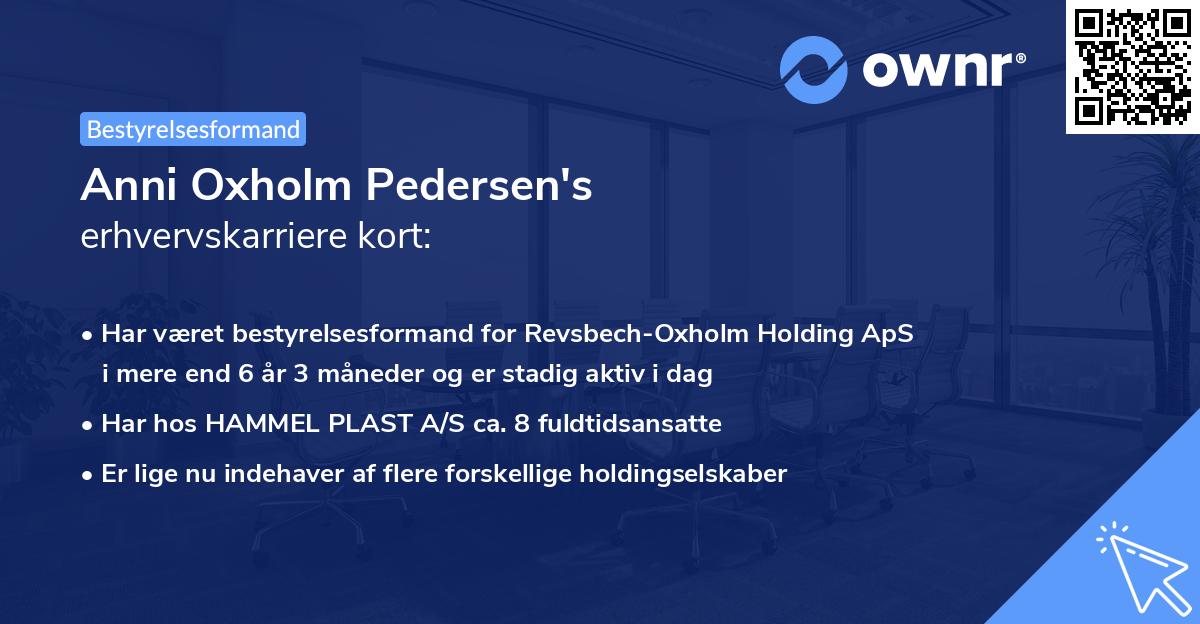 Anni Oxholm Pedersen's erhvervskarriere kort