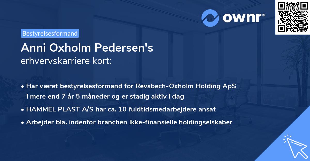 Anni Oxholm Pedersen's erhvervskarriere kort