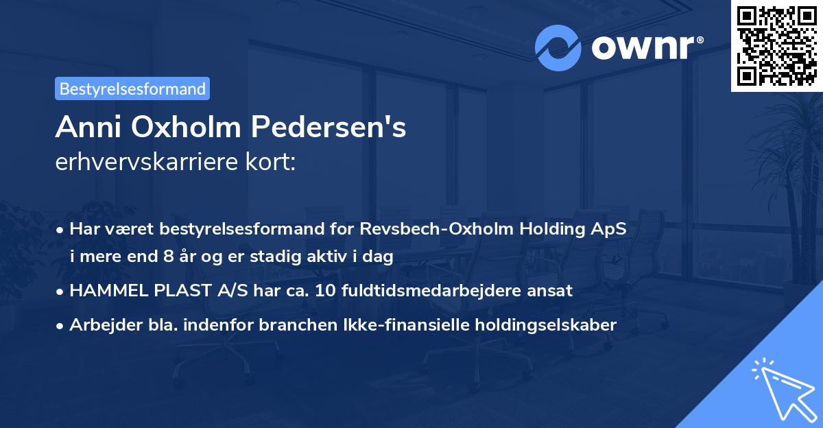 Anni Oxholm Pedersen's erhvervskarriere kort