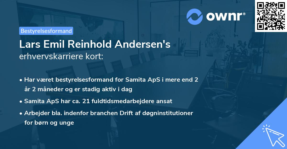 Lars Emil Reinhold Andersen's erhvervskarriere kort