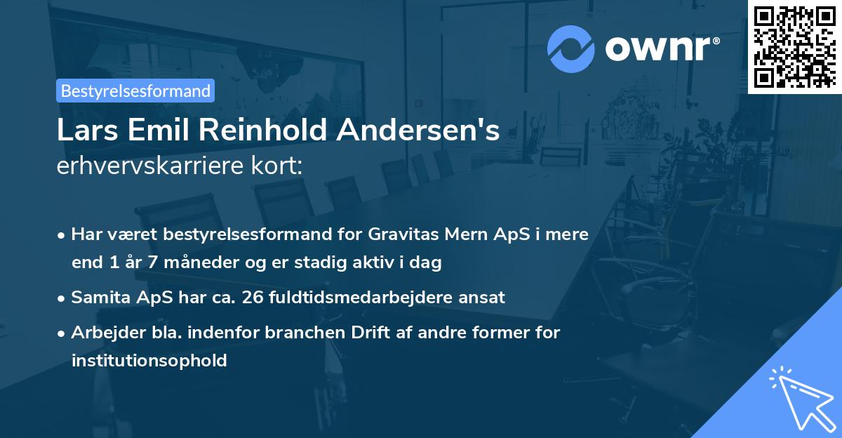 Lars Emil Reinhold Andersen's erhvervskarriere kort
