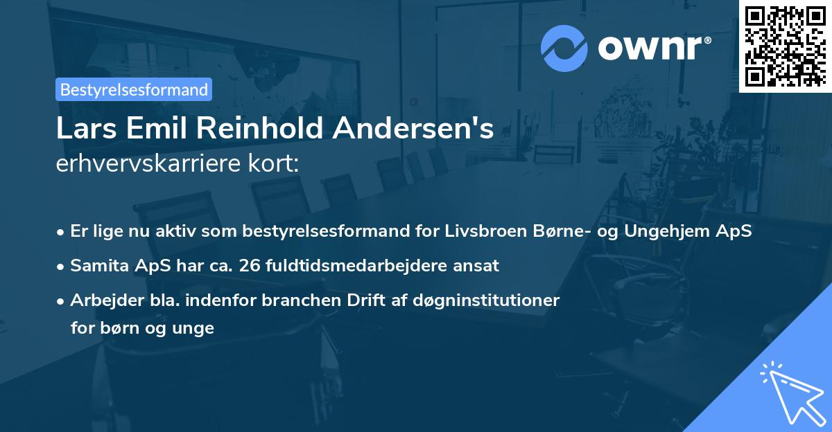 Lars Emil Reinhold Andersen's erhvervskarriere kort