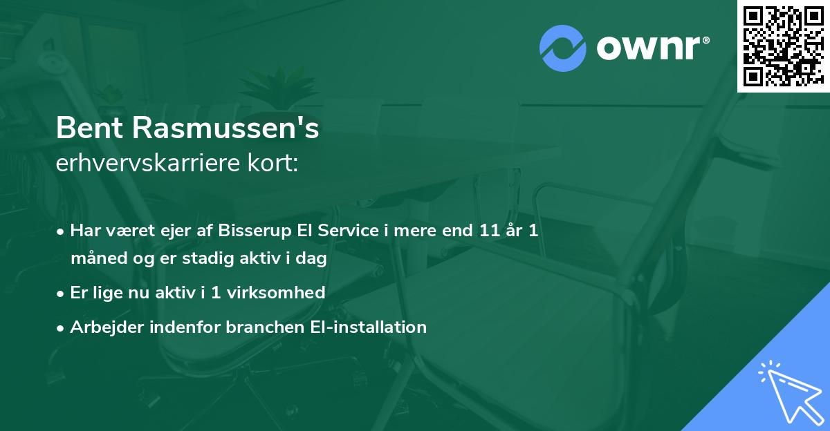 Bent Rasmussen's erhvervskarriere kort