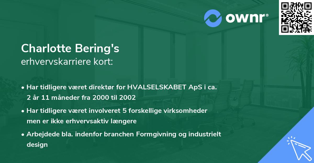 Charlotte Bering's erhvervskarriere kort
