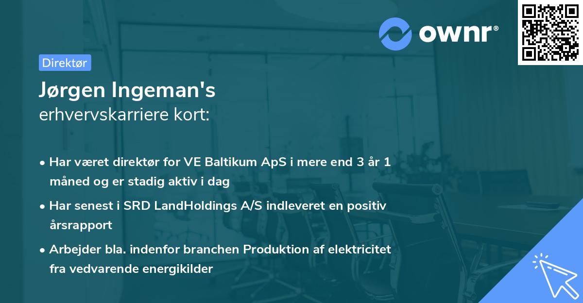 Jørgen Ingeman's erhvervskarriere kort