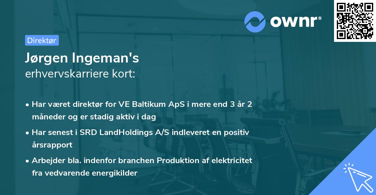 Jørgen Ingeman's erhvervskarriere kort