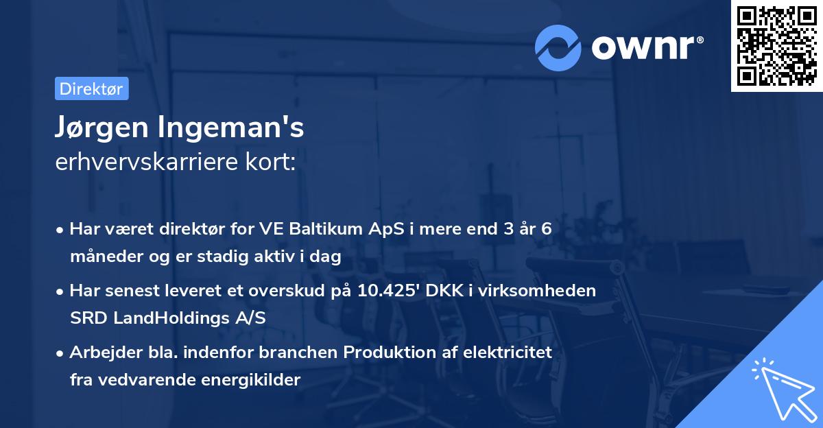 Jørgen Ingeman's erhvervskarriere kort