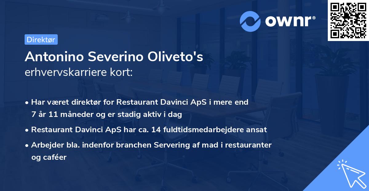 Antonino Severino Oliveto's erhvervskarriere kort