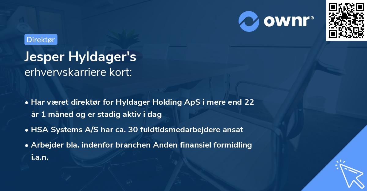 Jesper Hyldager's erhvervskarriere kort