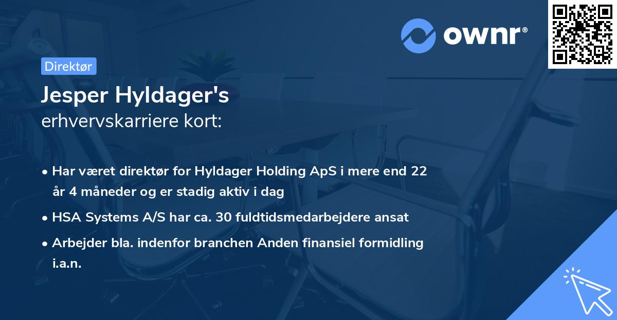Jesper Hyldager's erhvervskarriere kort
