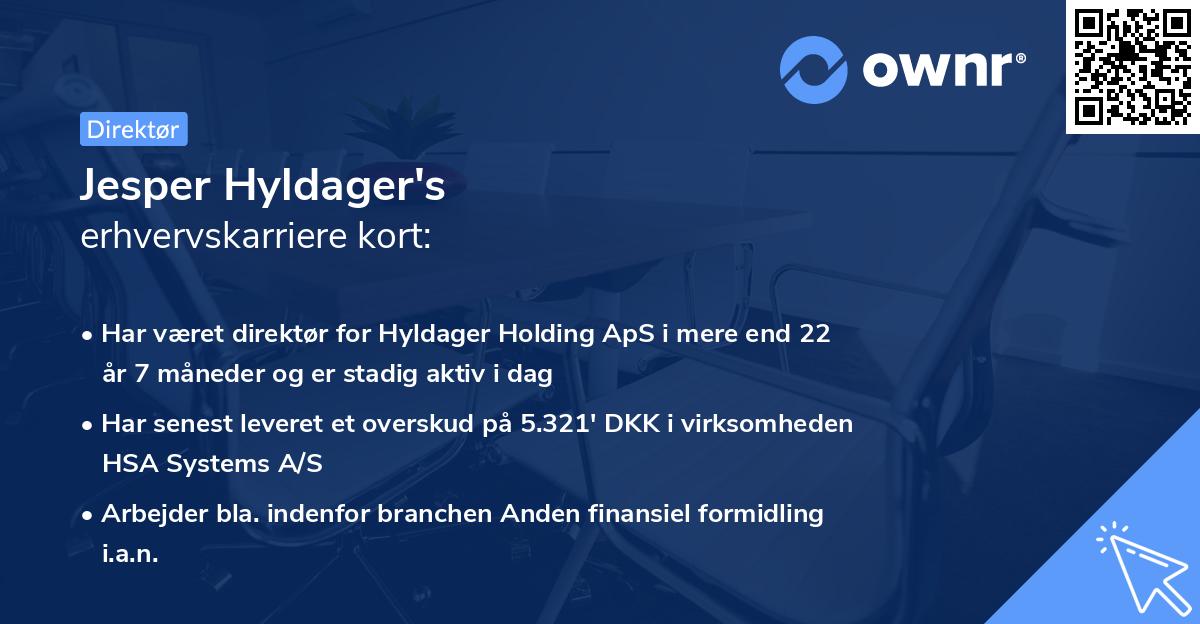 Jesper Hyldager's erhvervskarriere kort