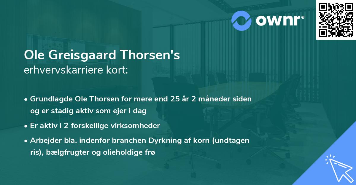 Ole Greisgaard Thorsen's erhvervskarriere kort