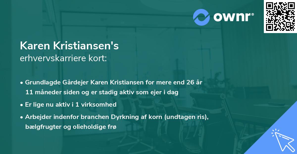Karen Kristiansen's erhvervskarriere kort