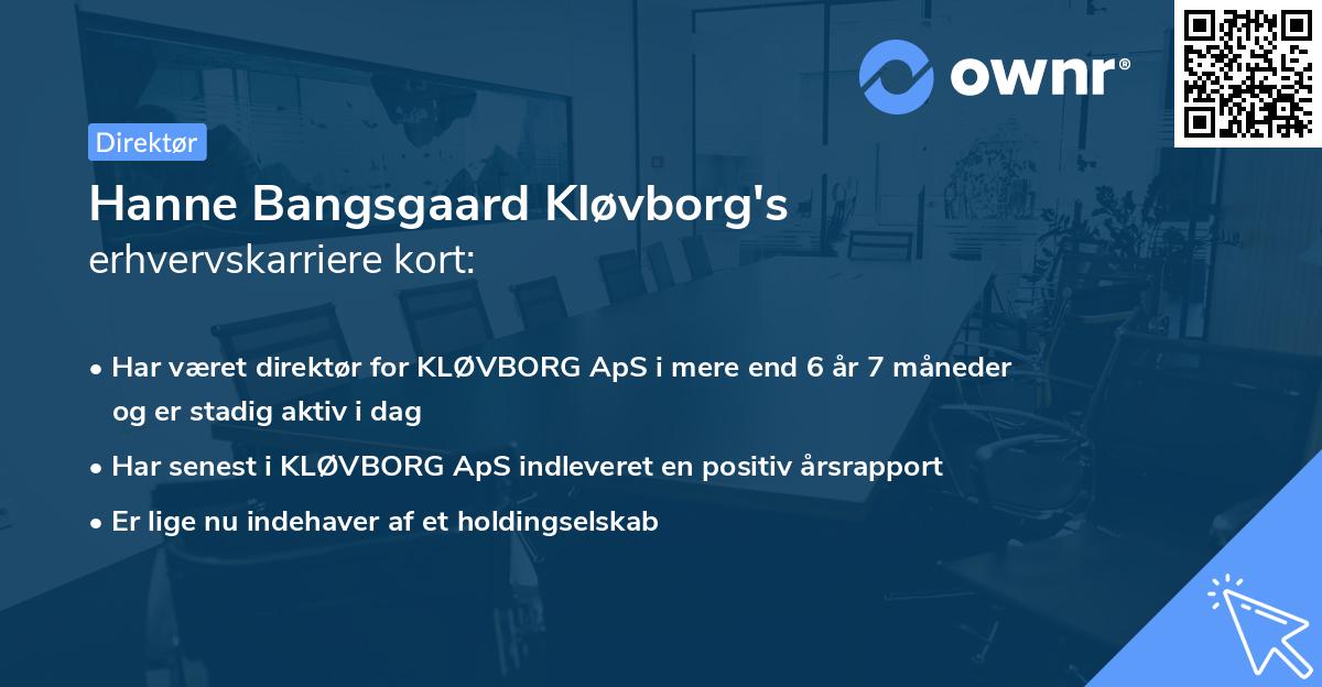 Hanne Bangsgaard Kløvborg's erhvervskarriere kort