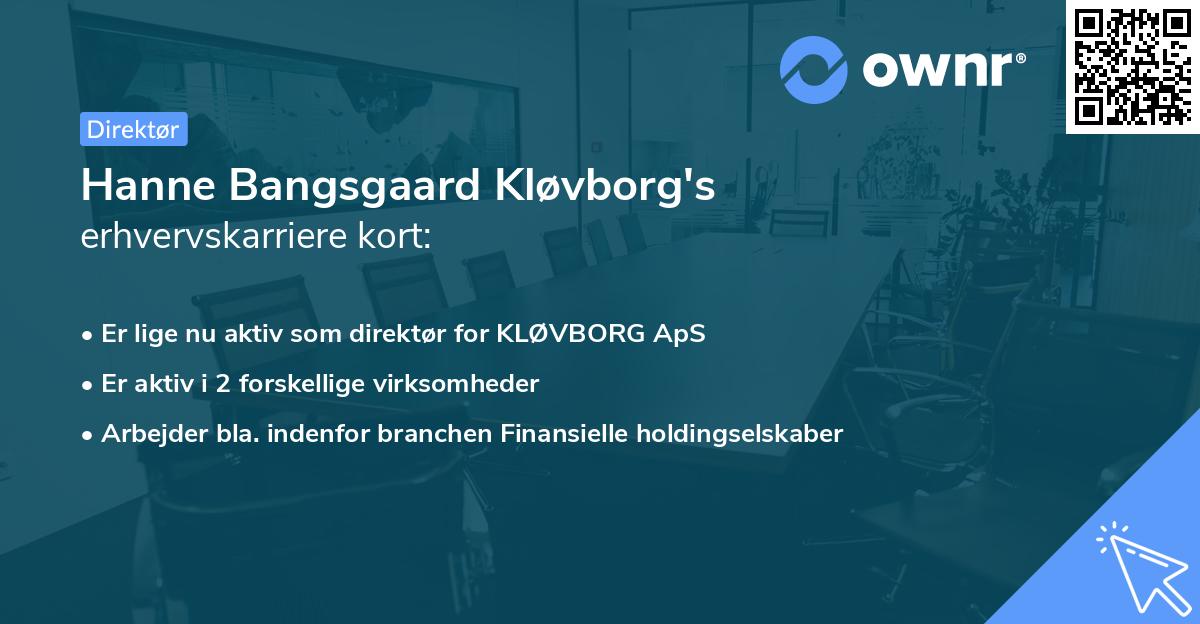Hanne Bangsgaard Kløvborg's erhvervskarriere kort