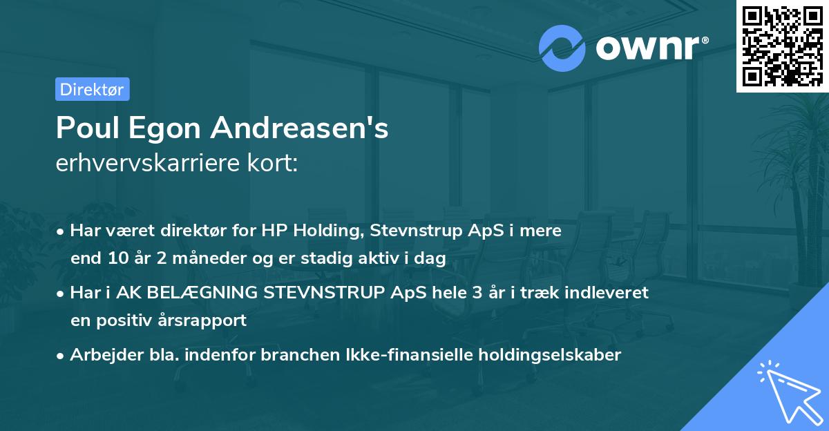 Poul Egon Andreasen's erhvervskarriere kort