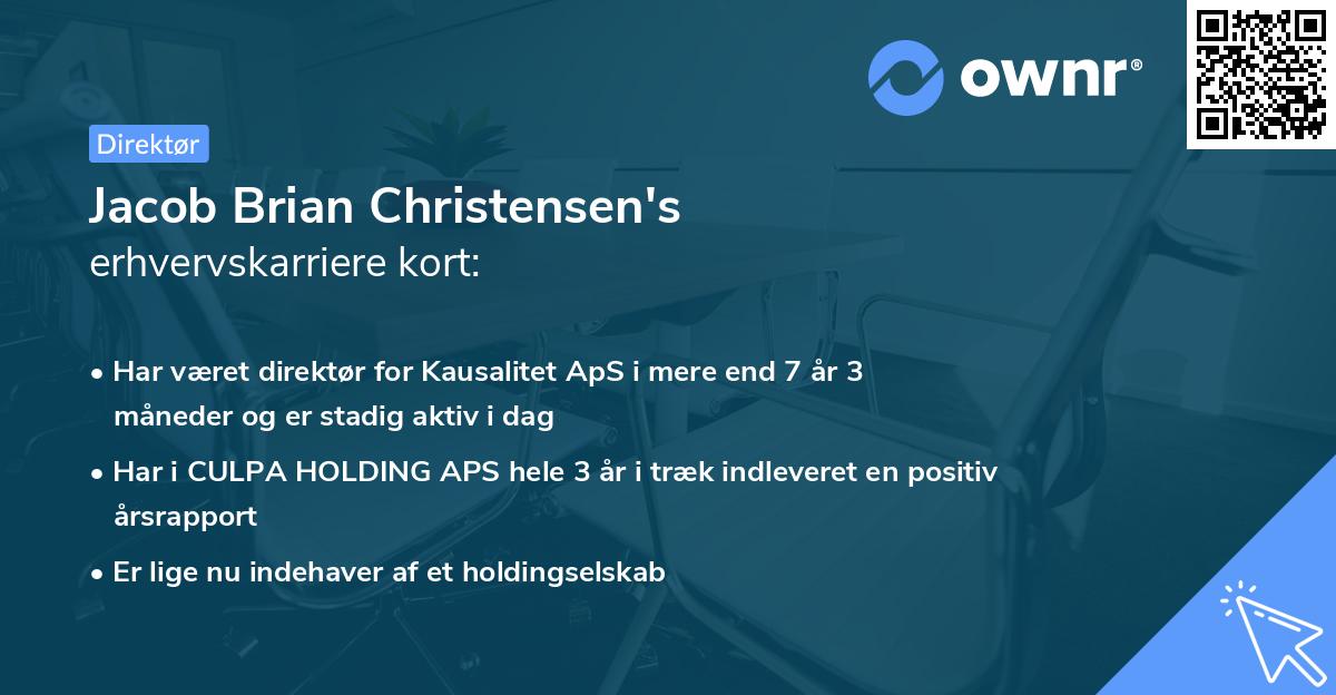 Jacob Brian Christensen's erhvervskarriere kort