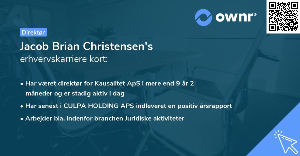 Jacob Brian Christensen's erhvervskarriere kort