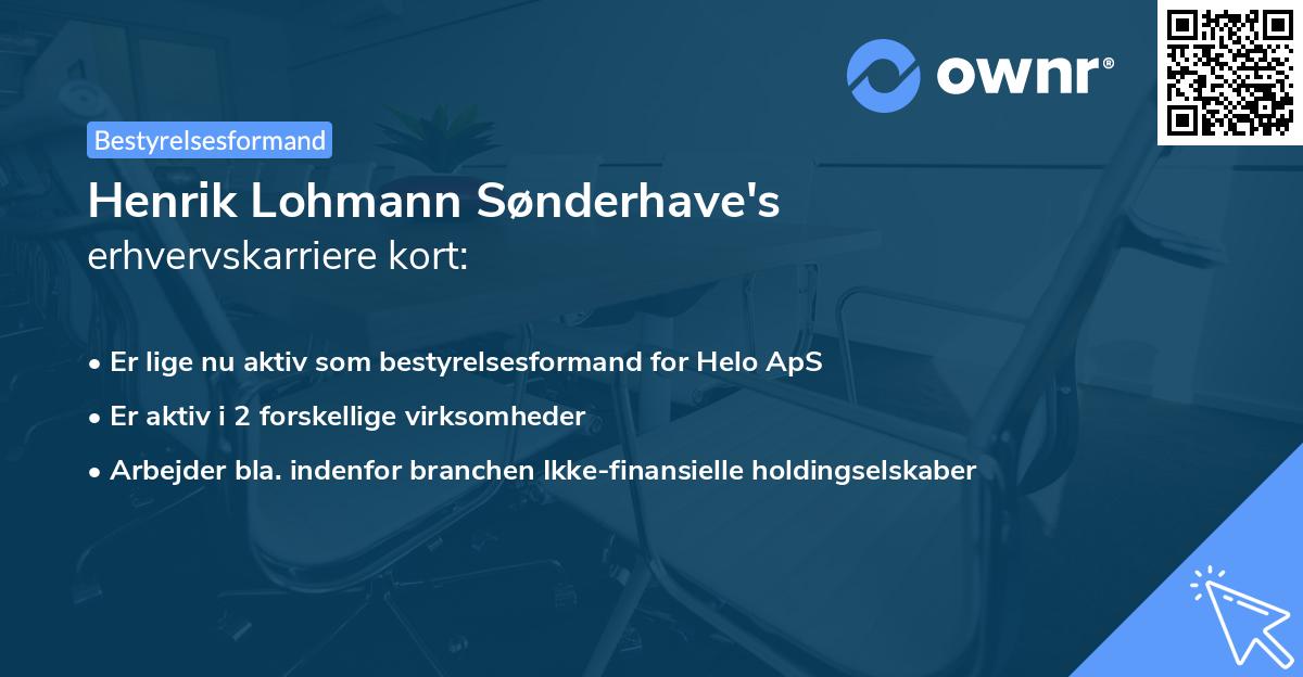 Henrik Lohmann Sønderhave's erhvervskarriere kort