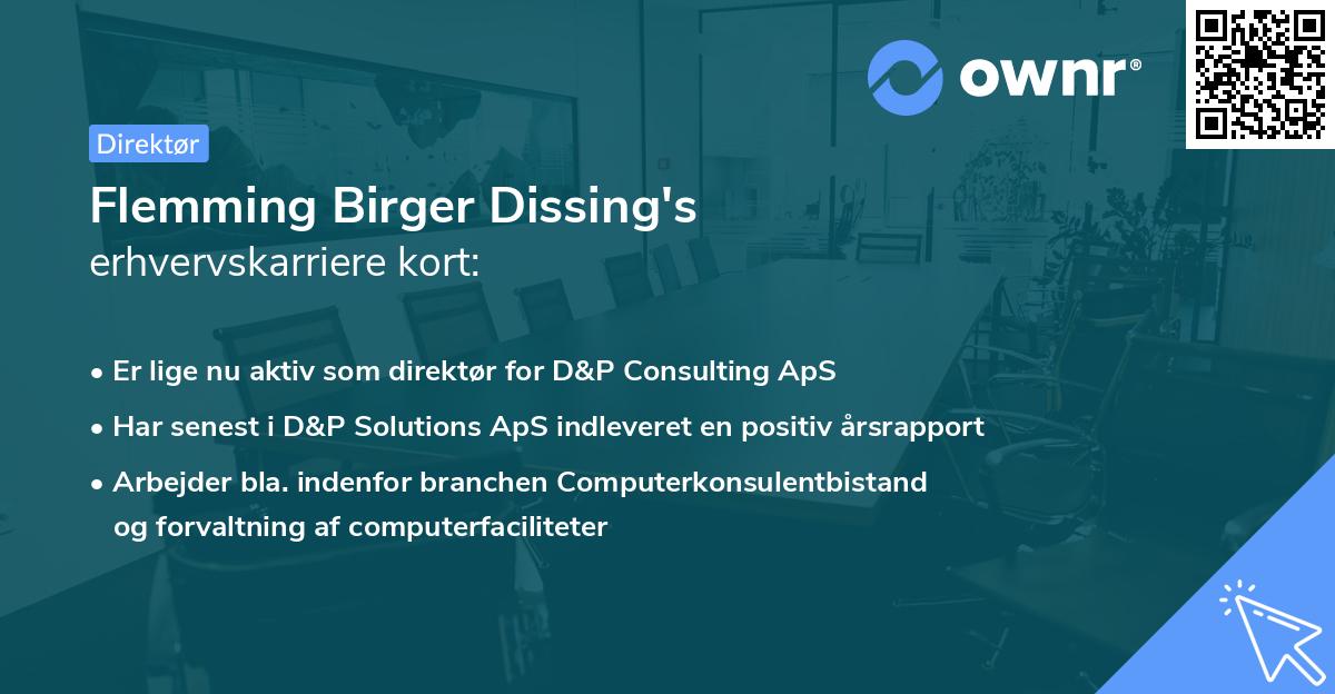 Flemming Birger Dissing's erhvervskarriere kort