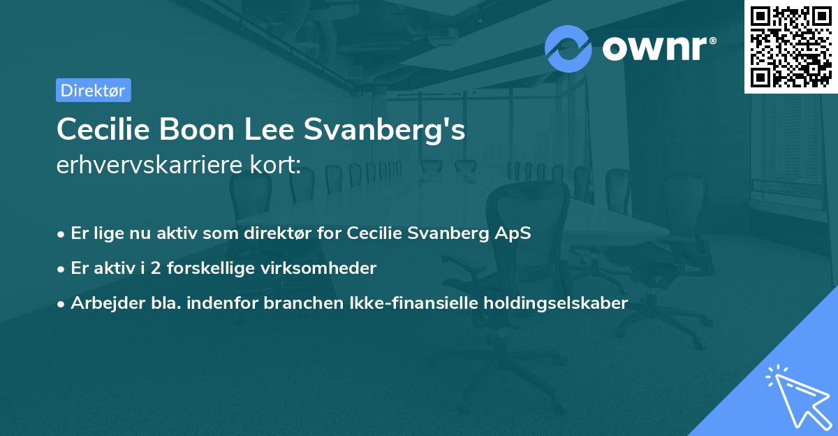 Cecilie Boon Lee Svanberg's erhvervskarriere kort