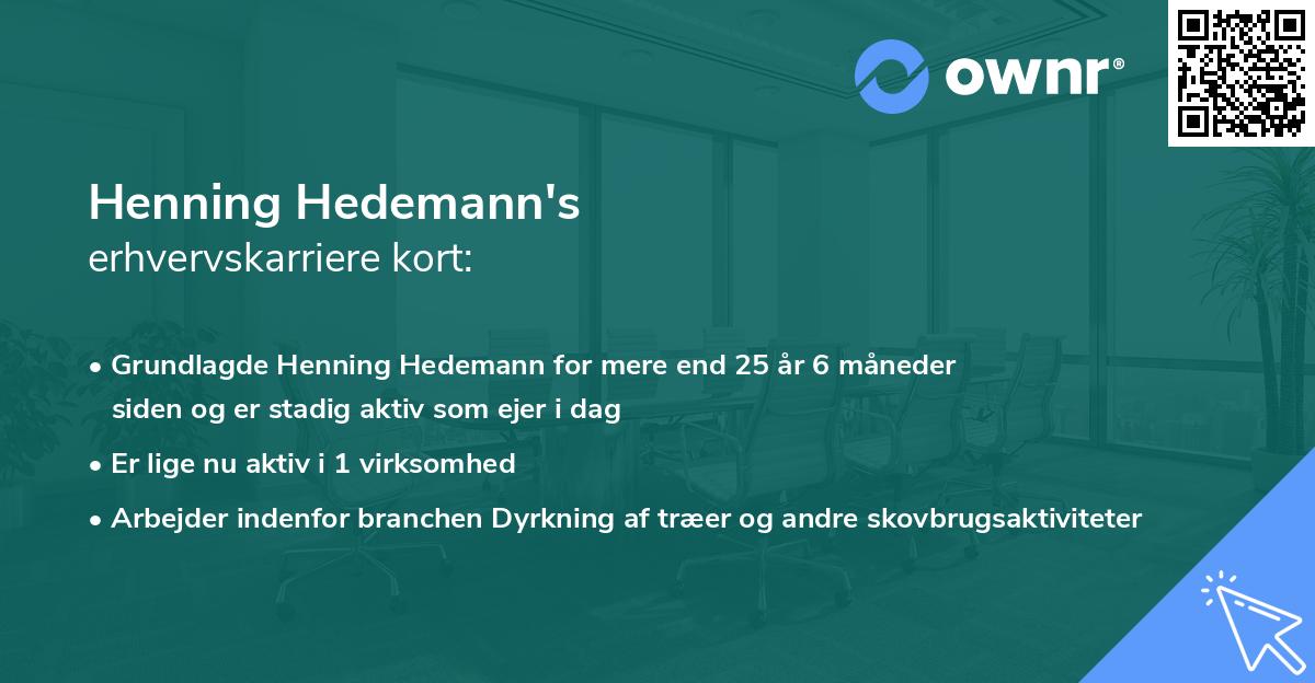 Henning Hedemann's erhvervskarriere kort