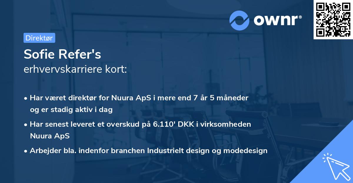 Sofie Refer's erhvervskarriere kort