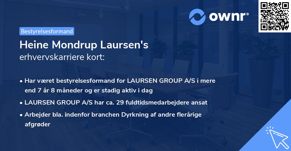 Heine Mondrup Laursen's erhvervskarriere kort