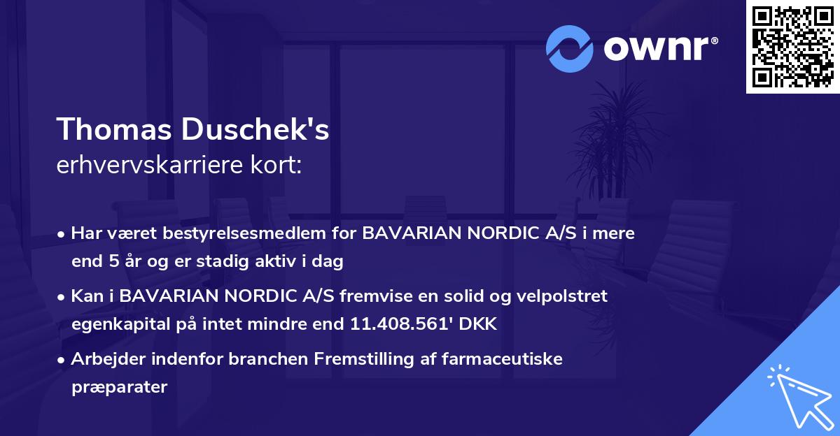 Thomas Duschek's erhvervskarriere kort