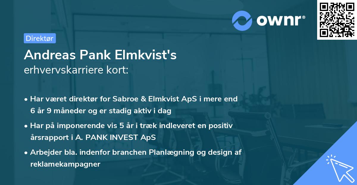 Andreas Pank Elmkvist's erhvervskarriere kort