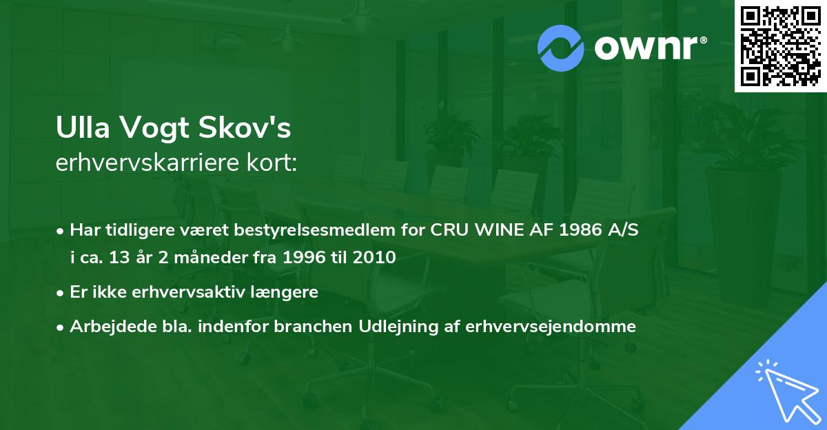 Ulla Vogt Skov's erhvervskarriere kort