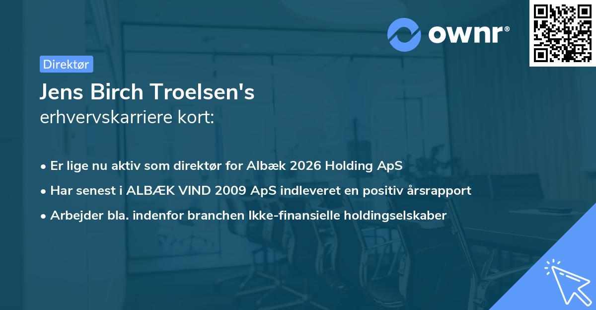 Jens Birch Troelsen's erhvervskarriere kort