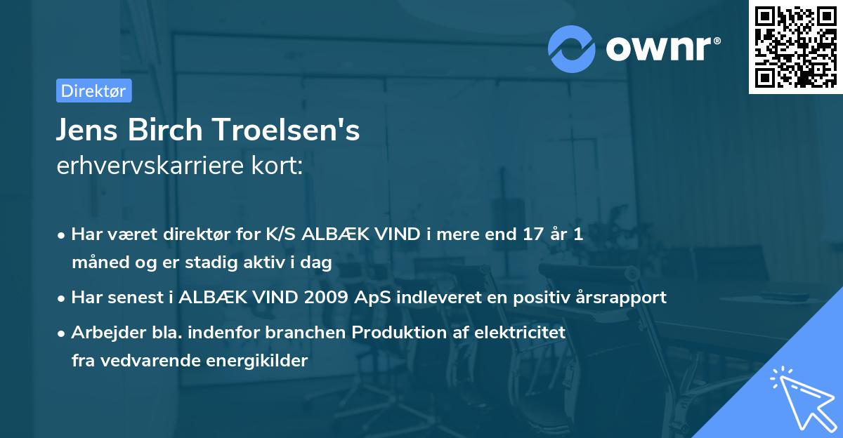 Jens Birch Troelsen's erhvervskarriere kort