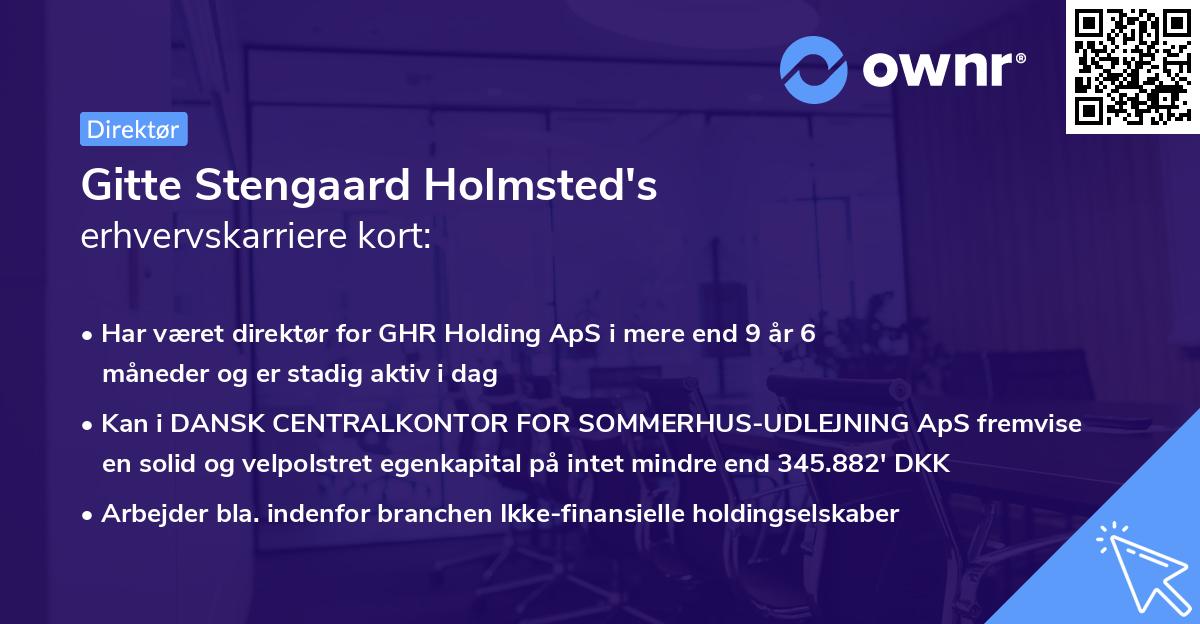 Gitte Stengaard Holmsted's erhvervskarriere kort
