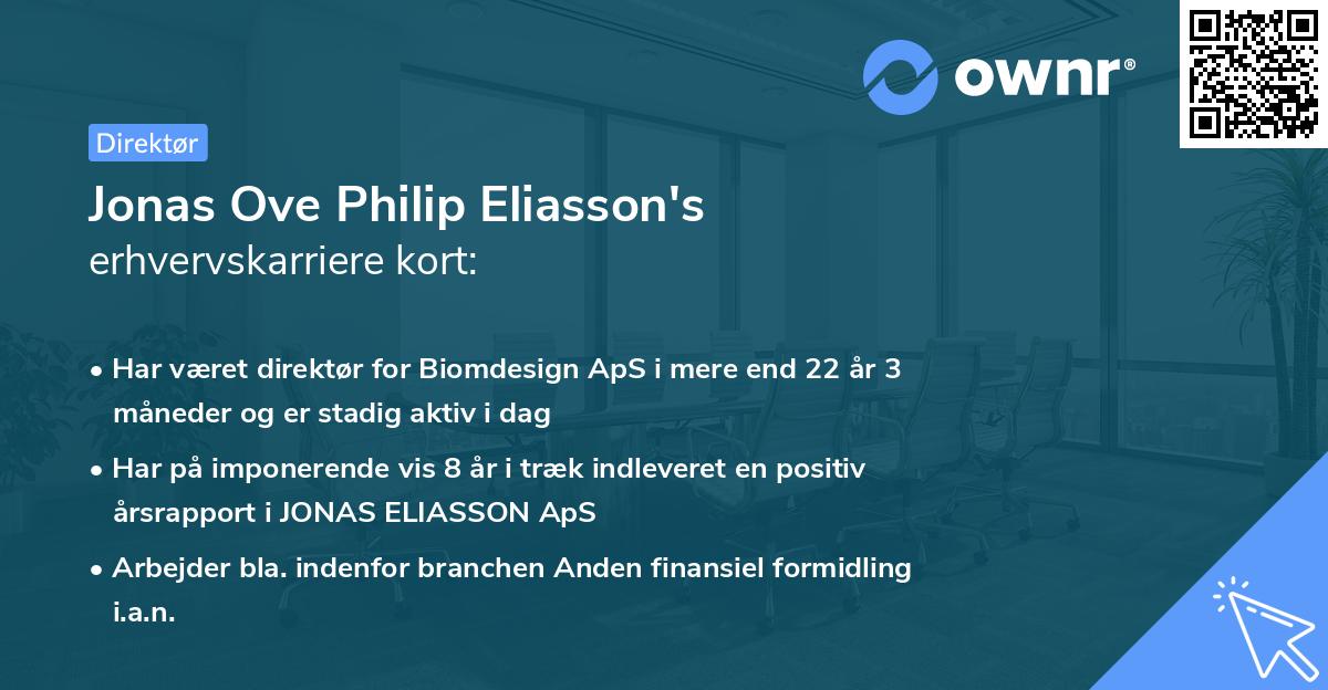 Jonas Ove Philip Eliasson's erhvervskarriere kort