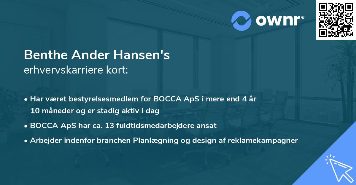 Benthe Ander Hansen's erhvervskarriere kort