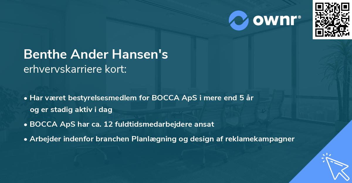 Benthe Ander Hansen's erhvervskarriere kort
