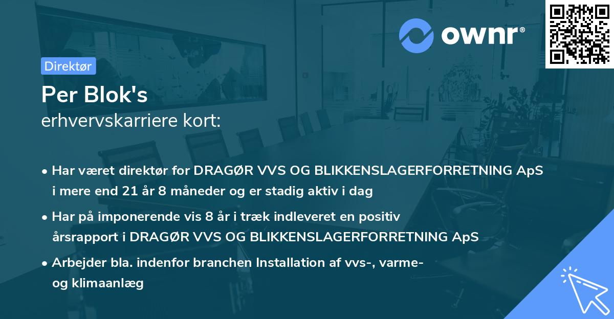 Per Blok's erhvervskarriere kort